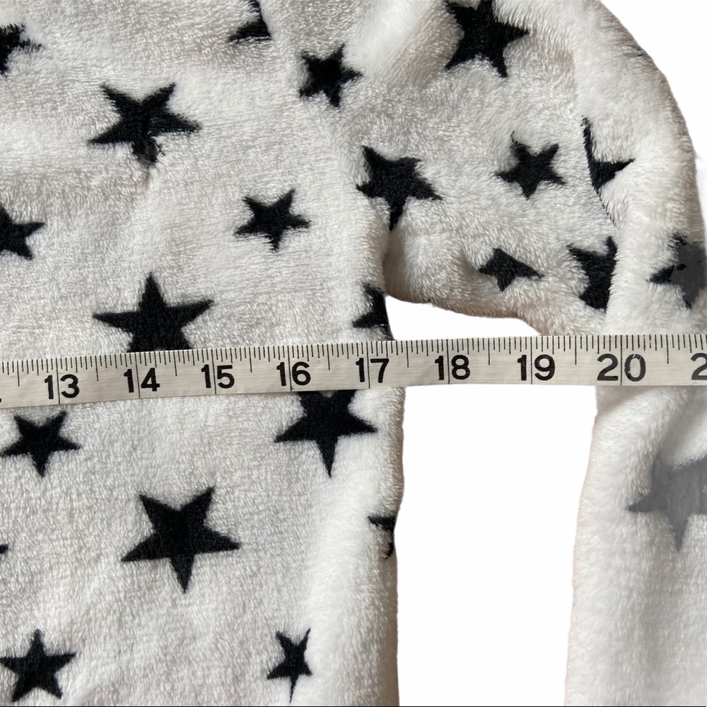Women’s Star Print White Black Fleece Pullover XS - Picture 3 of 4